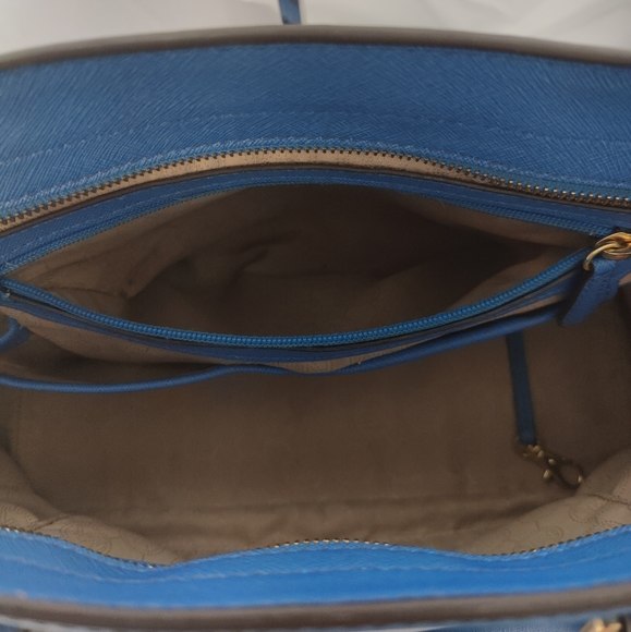 💯Michael Michael Kors  Summer Blue Saffiano Leather Satchel - Picture 10 of 12